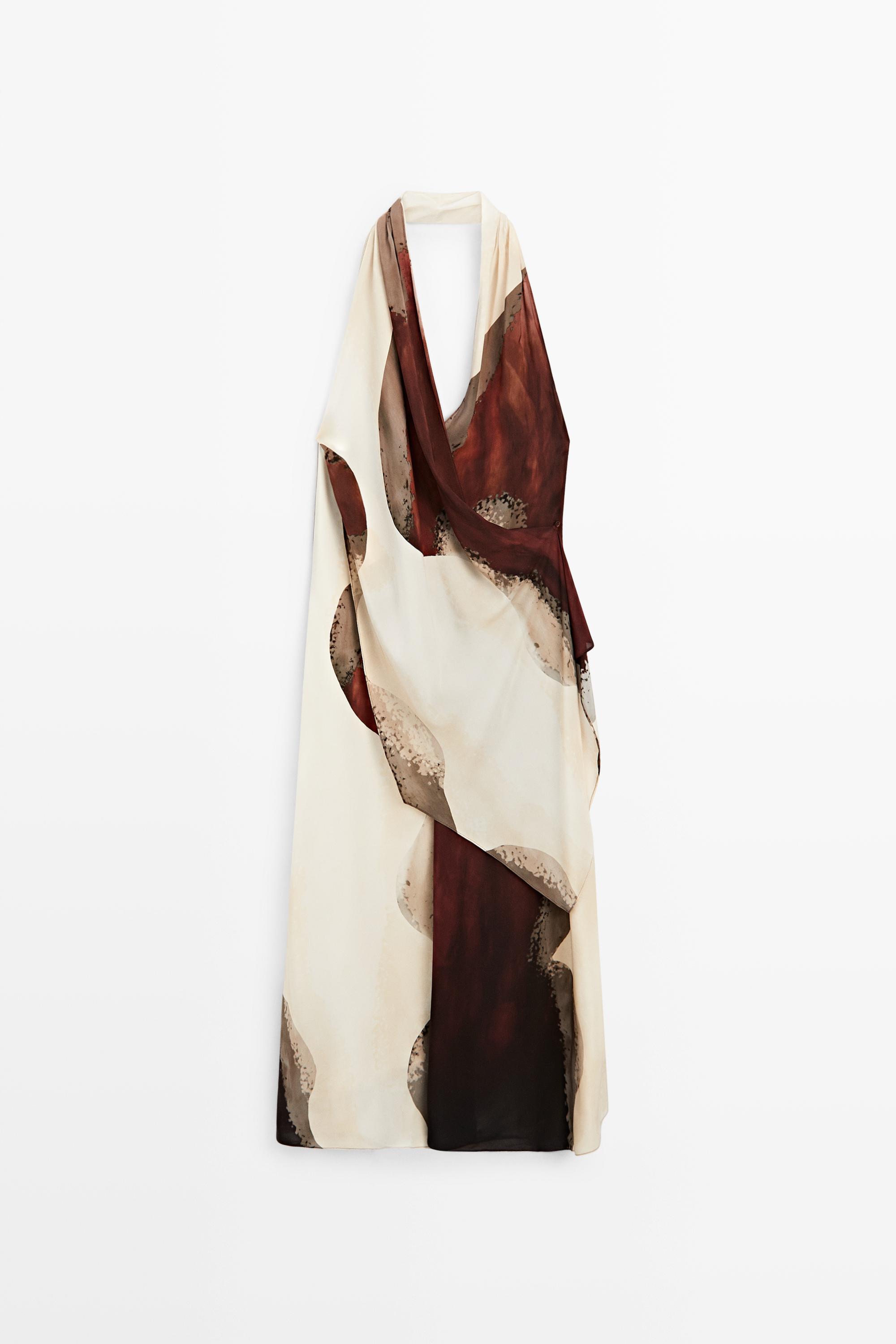 Long flowing halter neck dress